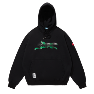 Applique Logo Hoodie Running Dog