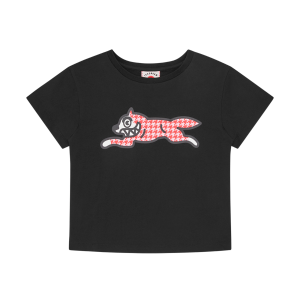 Womens Houndstooth Running Dog Baby Tee